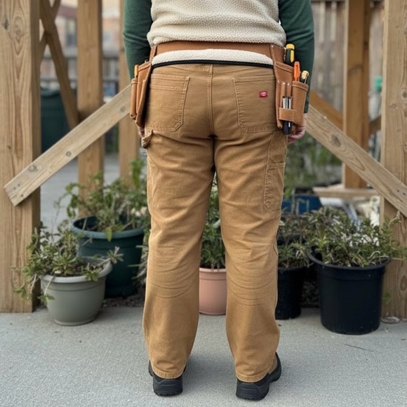 DICKIE’S Women’s Utilitycore Tan Canvas Gorpcore Workwear Carpenter Pants Grunge - Picture 3 of 8